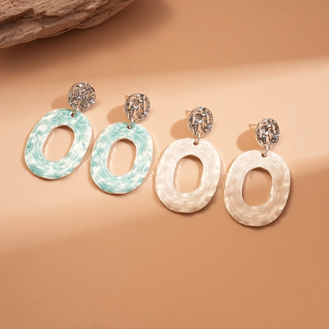 Übergroße Ovale Hohlohrringe Mit 925 Sterling Silber Ohrstecker Legierung Emaille Textur Böhmischer Retro Stil