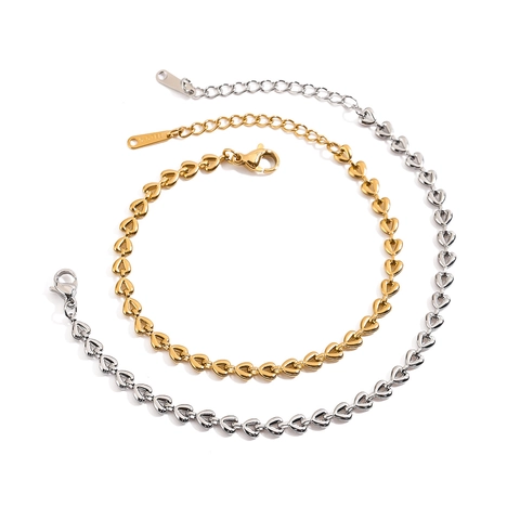 Bracciale A Catena A Cuore Placcato Oro 18K Acciaio Inossidabile Impermeabile Gioielli Delicati Per Donne
