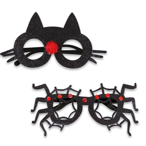 Halloween Glitter Party Glasses Pumpkin Spider Ghost Cat Bat Skeleton Hand Costume Decoration Props For Kids Adults