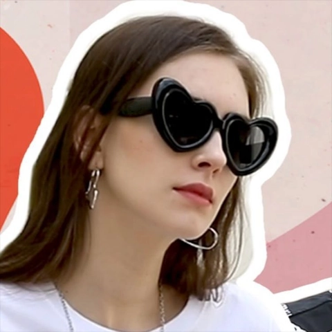 Lunettes De Soleil En Forme De Cœur Mignon Style Rétro Y2K Monture En Plastique PC Polarisé Protection UV400 Femmes