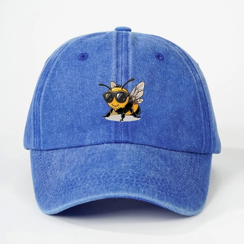 Gorra De Béisbol De Algodón Lavado Abeja Animados Gafas De Sol Bordado Vintage Ajustable Protección Solar Casual Unisex