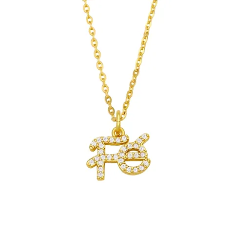 Fé Symbol Star Moon Pendant Necklace 18K Gold Plated Copper Inlaid Cubic Zirconia Boho Chic For Women