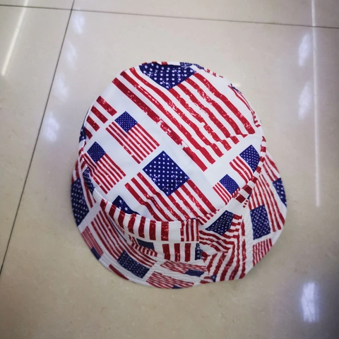 Amerikanische Flagge Anglerhut Baumwolle Wendbar Sonnenhut Patriotische Sterne Streifen Druck Flacher Kopf Outdoor Sommer Mütze Damen Herren