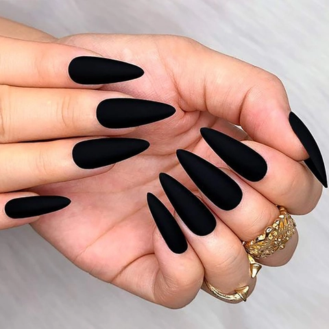 Matte Almond Press On Nails Solid Color Fake Nail Tips Manicure Art For Women Removable Full Cover