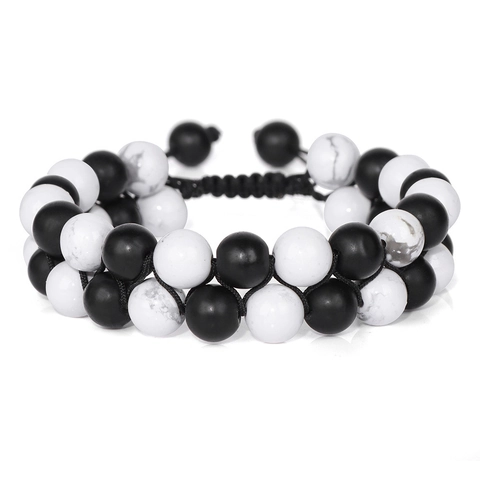 Double Layer Tiger Eye Black Agate Hematite Beaded Bracelet Hand Woven Adjustable Natural Stone Jewelry For Men