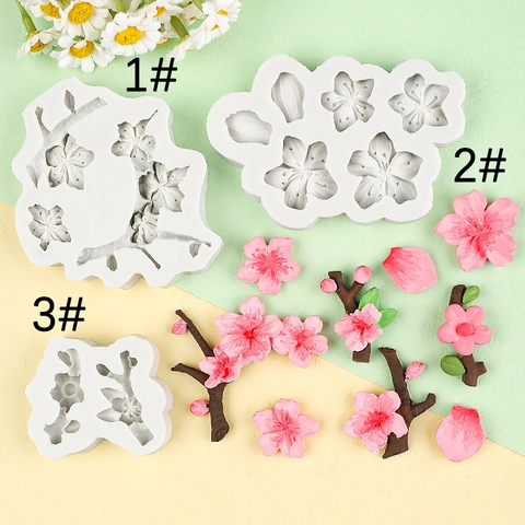 Sakura Cherry Blossom Silicone Mold Flower Petal Branch For Cake Decorating Chocolate Fondant Resin Clay Craft DIY Tool