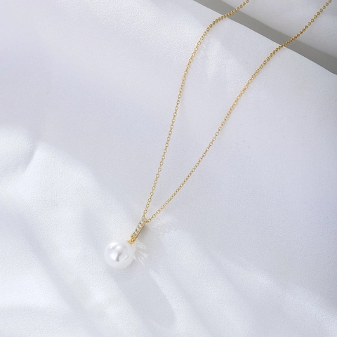 S925 Sterling Silver Pearl Pendant Necklace Minimalist Zirconia Clavicle Chain For Women Elegant Fashion Jewelry