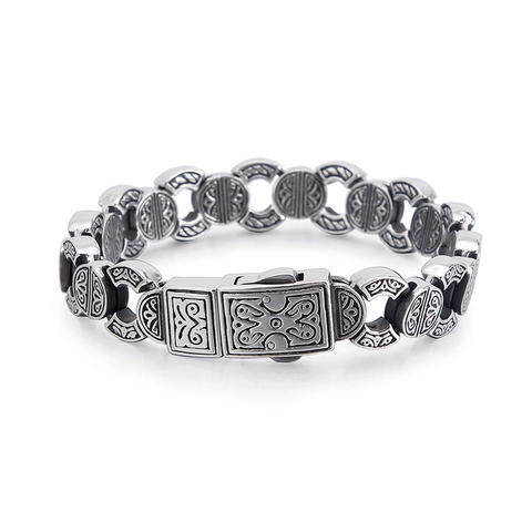 Herren Armband 316L Edelstahl Vintage Totenkopf Punk Gothic Biker Geschnitzte Kette Schwerer Schmuck Für Biker Rock