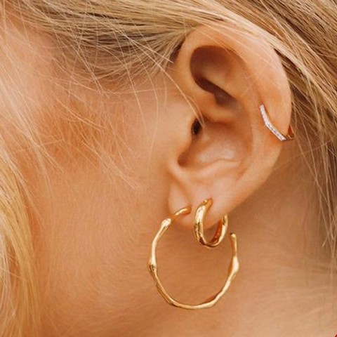 Unregelmäßige Lava Textur C-Form Creolen Mit 925 Sterling Silber Ohrstecker Retro Französischer Stil Für Frauen