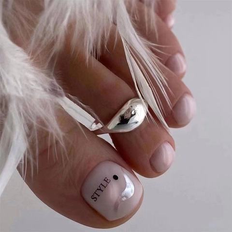 Uñas Postizas Para Pies Lavanda Brillante Línea Ondulada STYLE Impreso Pedicura Para Mujeres