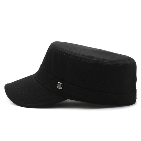 Men Cadet Cap Military Hat Flat Top Adjustable Polyester Sun Protection Outdoor Casual Style