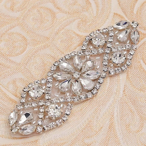 Parches De Apliques De Diamantes De Imitación Cristal Vidrio Aleación DIY Cinturón Novia Vestido Adhesivo Decoración