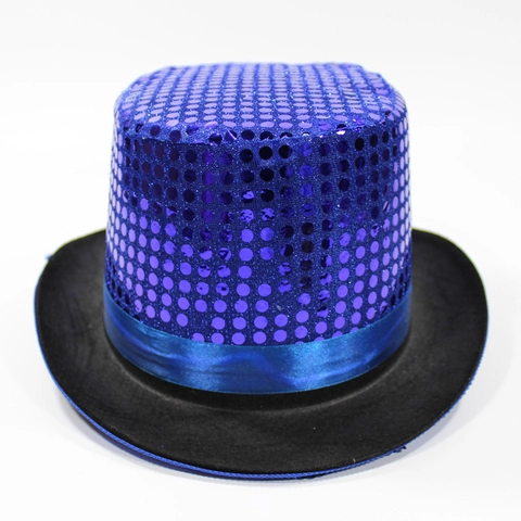 Cilindro Con Paillettes Spettacolo Palcoscenico Magia Festa Accessorio Costume Poliestere Nastro Di Raso