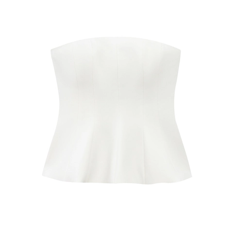 Women Strapless Peplum Tube Top Polyester Sexy Backless Slim Fit Solid Color Summer Elegant Streetwear