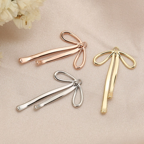 Ciondoli A Fiocco Rame Placcato Oro 18K Pendenti Con Zircone E Perla Artificial Per Creazione Gioielli Collana Orecchini DIY