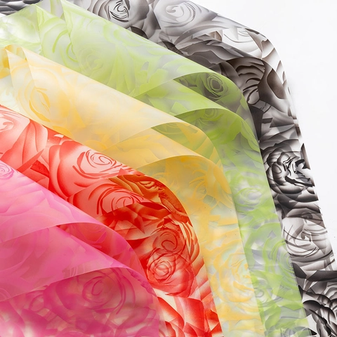 Flower Wrapping Paper Rose Pattern Waterproof Plastic Artificial Pearl Film Floral Bouquet Gift Wrap Material Translucent Frosted