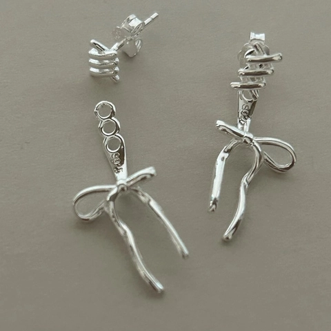 Orecchini A Lobo Con Fiocco In Argento Sterling 925 Minimalisti Eleganti Design A Fiocco Per Donna Stile Coreano