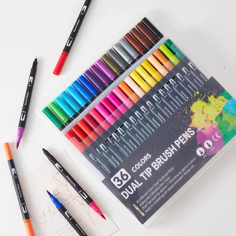 Feutres Aquarelle À Double Pointe Stylos Pinceaux Pointes Fines Et Pinceaux À Base D'eau Non Toxiques Pour Dessin Artiste Pro