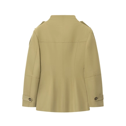 Chaqueta Casual de Estilo Utilitario para Mujer Multi-Bolsillo Cuello Alto Ropa Tactica Verde Matcha Color Solido Abrigo Otoño
