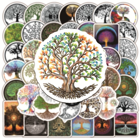 Tree Of Life Graffiti Aufkleber Wasserdicht PVC Dekoration Für Laptop Koffer Trinkflasche Retro Kunst DIY