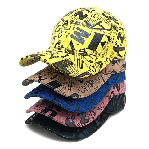 Krantenprint Honkbalpet Polyester Graffiti Letter Streetwear Buiten Zonbescherming Verstelbaar Sportmuts