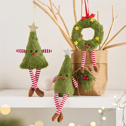 Bambole Di Peluche Per Albero Di Natale Con Gambe Lunghe Ornamenti Da Scrivania Tessuto Morbido Decorazione Festiva