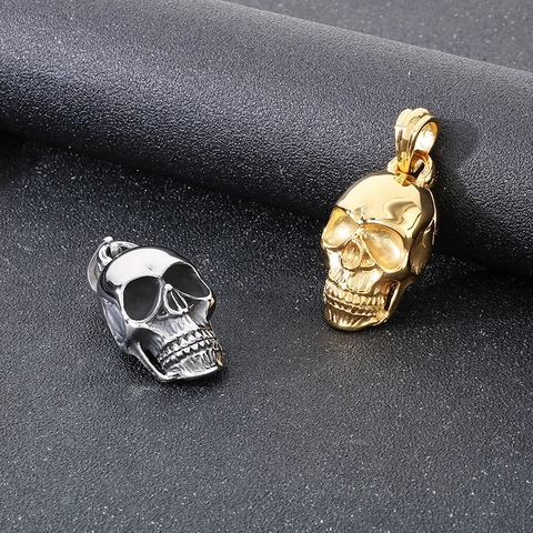 Skull Head Pendant Necklace Stainless Steel Punk Gothic Rock Style Jewelry For Men Women Hip Hop Accessories
