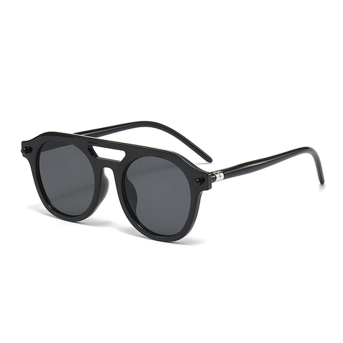 Round Sunglasses Vintage Double Bridge Plastic Frame UV400 Protection Retro Fashion Eyewear For Men And Women