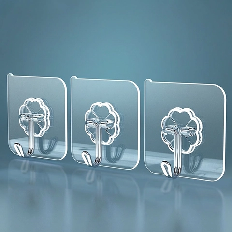 Ganchos De Pared Adhesivos Fuertes Resistentes Impermeables Transparentes Sin Costuras Sin Perforación Para Cocina Baño PVC
