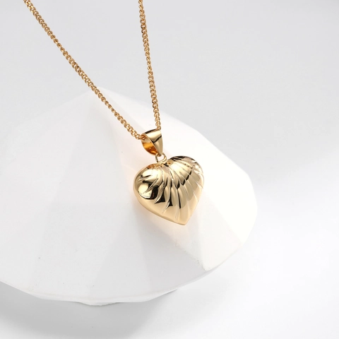 925 Sterling Silver Heart Pendant Necklace For Women Minimalist Radial Texture Clavicle Chain Elegant Light Luxury Jewelry