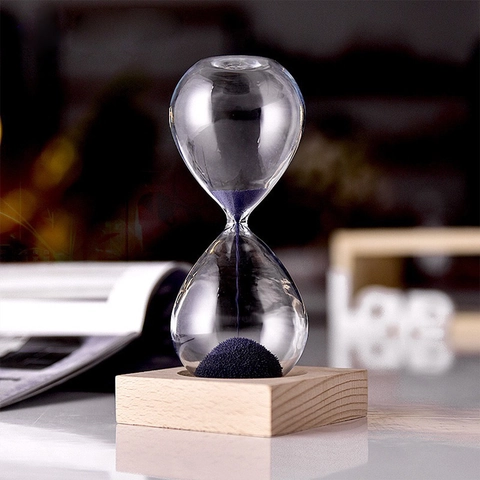 Magnetic Hourglass With Wood Base High Borosilicate Glass Creative Visual Iron Powder Ornament Desktop Decoration Home Accents