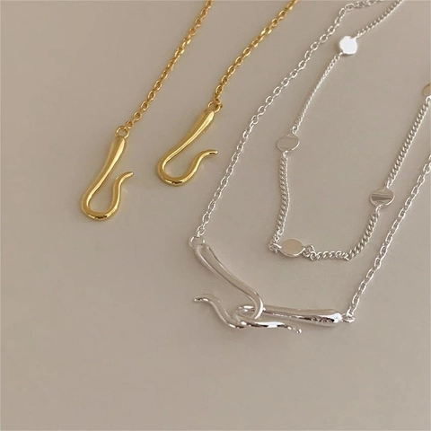 Collana Con Chiusura A Gancio A S In Argento Sterling 925 Pendente A Curva Geometrica Minimalista Per Donna Gioielli Eleganti