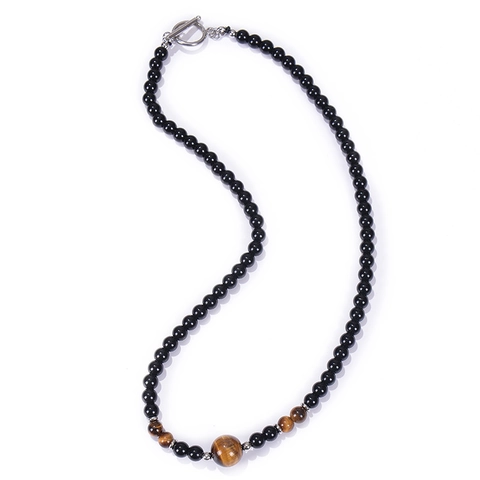 Natuurlijke Tijgeroog En Obsidiaan Kralen Ketting Met Hematiet Kralen En T-Sluiting Voor Heren Dames Yoga Sieraden