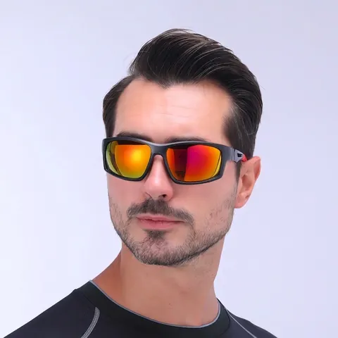 Occhiali Da Sole Sportivi Ciclismo Montatura PC Protezione UV400 Antivento Outdoor Guida Corsa Pesca Avvolgenti Leggeri