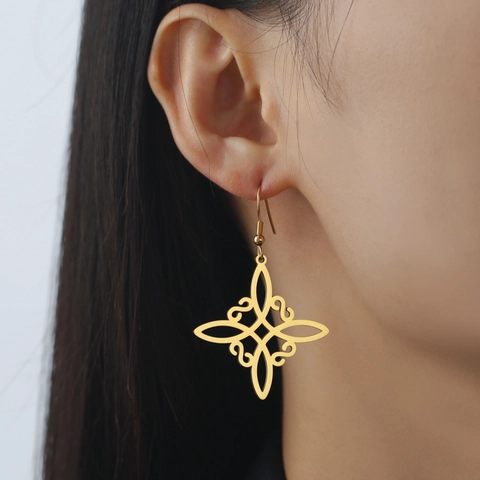 Edelstahl Hexenknoten Ohrringe Für Damen Keltischer Knoten Geometrische Hollow Tropfen Ohrringe Vintage Mode Schmuck Geschenk