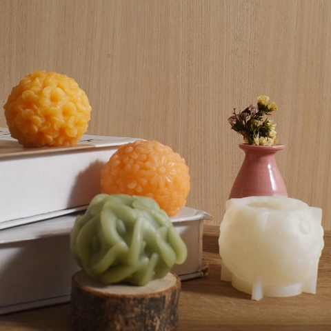 Flower Ball Silicone Mold Daisy Calla Lily Floral Design For DIY Handmade Aromatherapy Candle Soap Cake Baking Tool