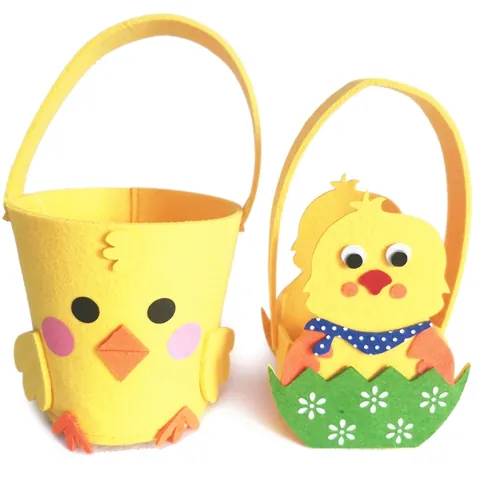 Cesta De Pascua Bolsa De Fieltro Dibujos Animados Conejo Pollito Huevo Forma Bolsa De Dulces Regalo Decoración Fiesta Búsqueda De Huevos
