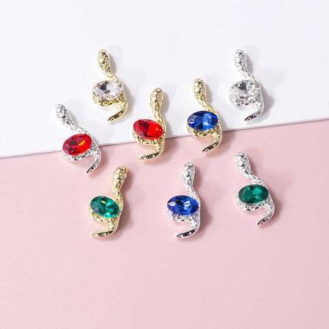 Legierung Strass Schlange Nagel Charms Retro Luxus Schlange Geformte Nagelkunst Dekorationen Maniküre Schmuck Zubehör