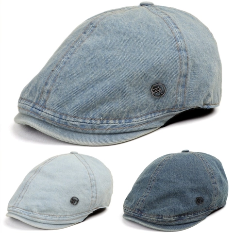 Coppia In Denim Lavato Rétro Regolabile Cotone Distressed Berretto Con Emblema In Metallo Unisex Casual Parasole