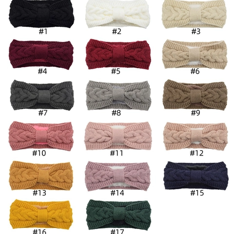 Knitted Headband Women Winter Fleece Lined Acrylic Cable Knit Bow Ear Warmer Thermal Outdoor Warm Hair Band