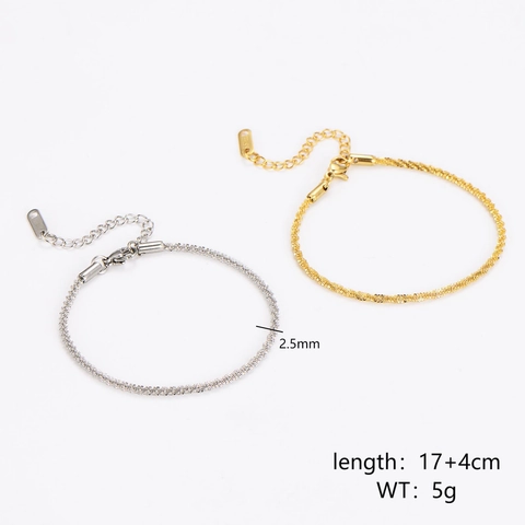 Bracciale Gipsofila Scintillante Acciaio Inossidabile 304 Placcato Oro 18K Catena A Corda Intrecciata Minimalista Gioielli Moda