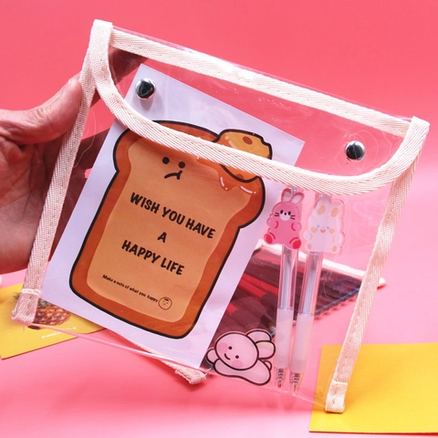 Transparente PVC Federtasche Große Kapazität Aufbewahrungstasche Mehrzweck Schreibwaren Organizer Für Mädchen Studenten Mit Druckknopf