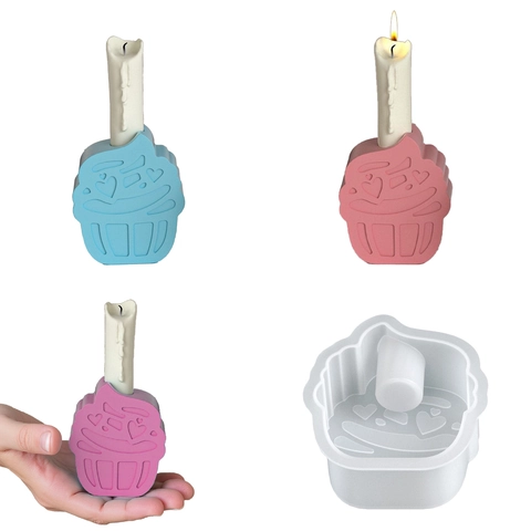 Cupcake Kerzenhalter Silikonform 3D Herz Design Für DIY Aroma Kerzen Gips Basteln Heim Dekoration