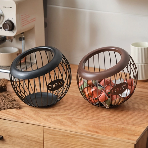 Porta Capsule Caffè Cesto Portaoggetti In Filo Metallico Sferico Organizzatore Espresso Per Casa Caffè Bar Decorazione