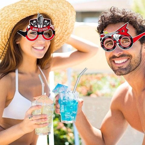 Gafas De Papel Para Fiesta Temática De Música Rock Accesorios De Fotomatón Para Cumpleaños Festivales