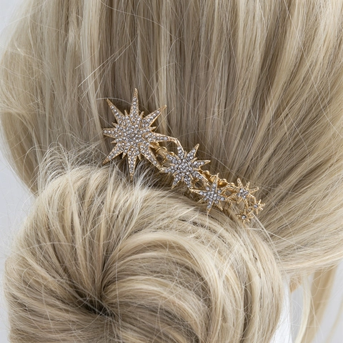 Star Strass Haarkamm Legierung Glänzend Hochzeit Party Braut Kopfschmuck Elegant Haarschmuck Für Frauen