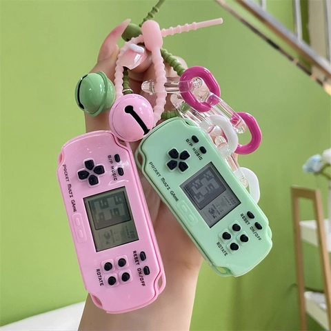 Mini Console Portatile Retrò Portachiavi Schermo LCD Puzzle Da Tasca Giocattolo Con Campanello E Cinturino In Silicone