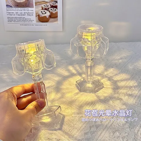 Crystal Style Night Light Warm Led Atmosphere Lamp For Bedside Desktop Decor Portable Plastic Elegant Gift