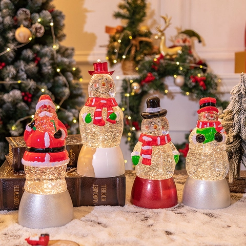 Christmas Snowman Old Man Crystal Ball Music Box Christmas Crystal Wind Lamp Christmas Gift Candle