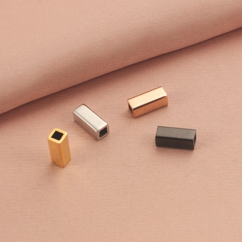 Hollow Tube Beads 304 Stainless Steel Rectangular Pendant Connectors DIY Jewelry Making Bracelet Necklace Accessories